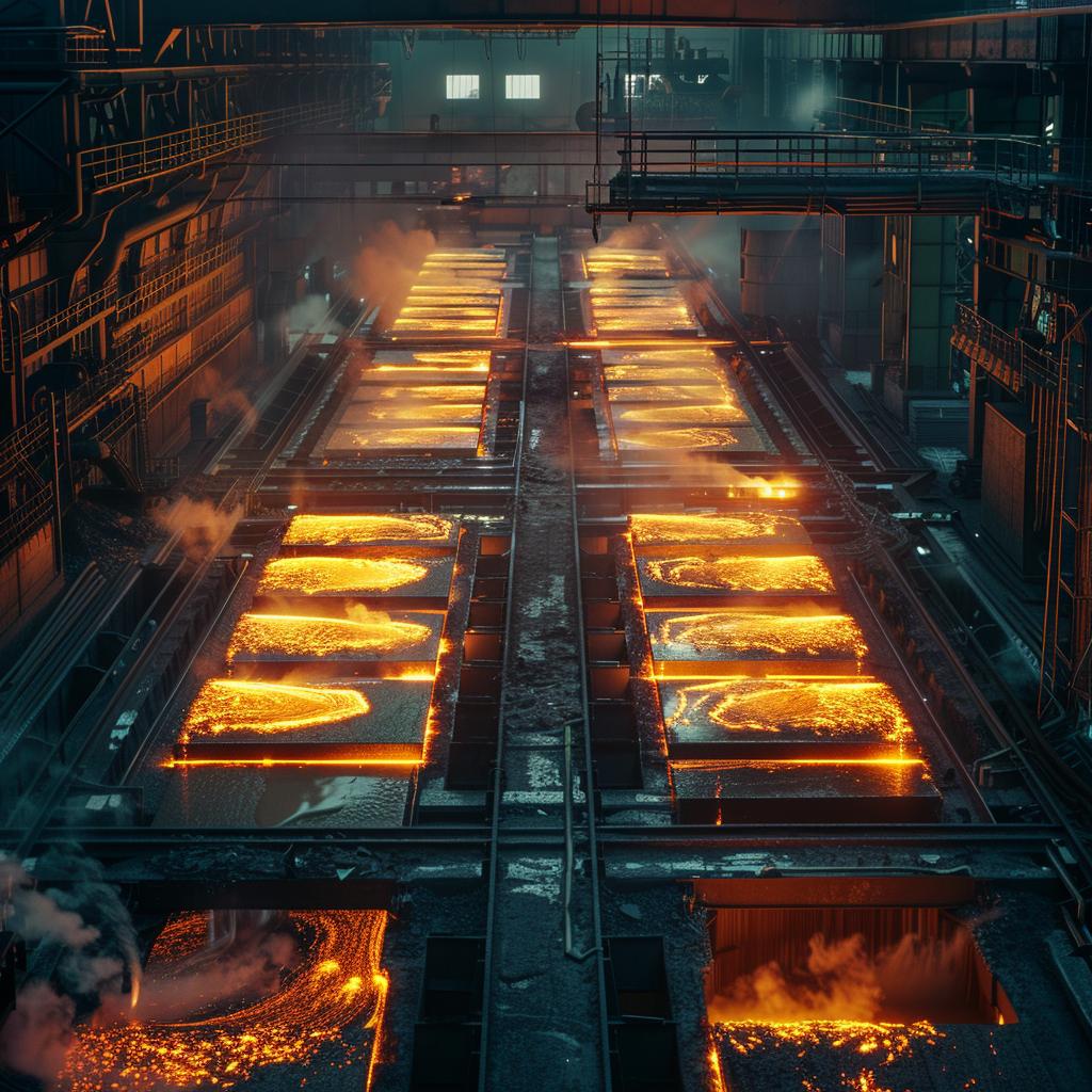 axonometric  industrial  steel  factory  photography  molten  lighting  color  raw  glow 965270