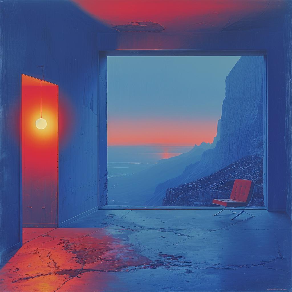 room  red  chair  blue  wall  surreal  focus  lighting  NYC  photo 1031603