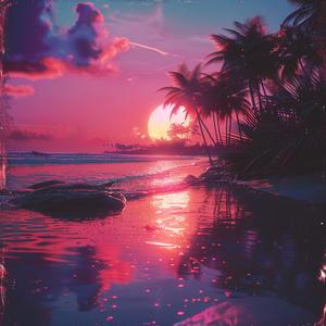 sunset  beach  palm  trees  synthwave  aesthetic  vibrant  serene  landscape  colorful 1038942