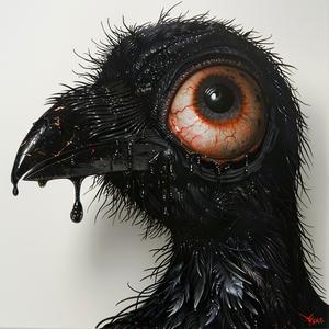 DADA  crow  creature  four  eyes  dripping  airbrush  art  highlights  white 1072791