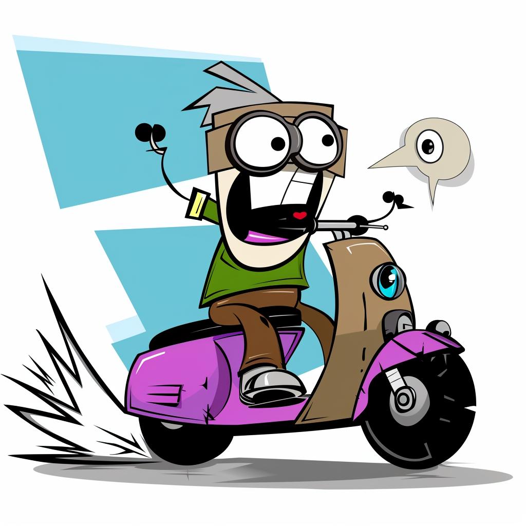 scooter  cartoon  man  speech  bubble  funny  colorful  character  illustration  whimsical 1024454