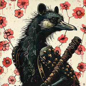 crow  sword  painting  chromolithography  artwork  detailed  color  illustration  symbolic  fantasy 1048865