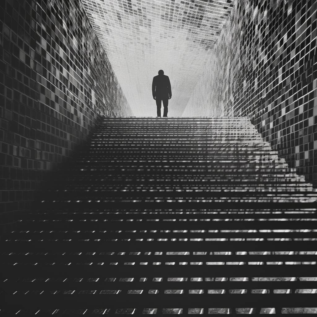 تصوير كولاج بنصف لون، سلالم واشنطن العاصمة، تجريدي، نسيج داكن، مختلط، 1020941