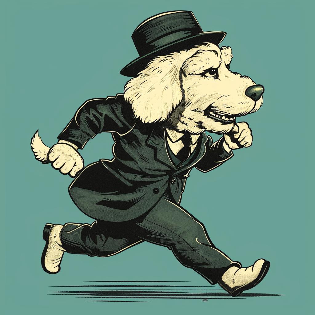dog  cartoon  suit  running  functional  aesthetics  simple  thriftcore  logo  cyan 938192