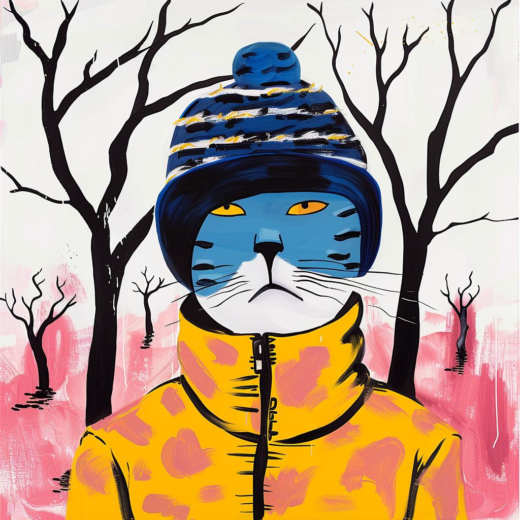 cat  hat  jacket  painting  colorful  cute  playful  creative  album  cover 1019051