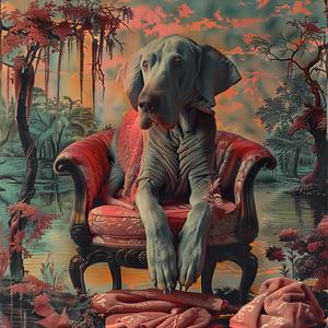 dog  painting  red  chair  chromolithography  artwork  sitting  animal  interior  illustration 1060493