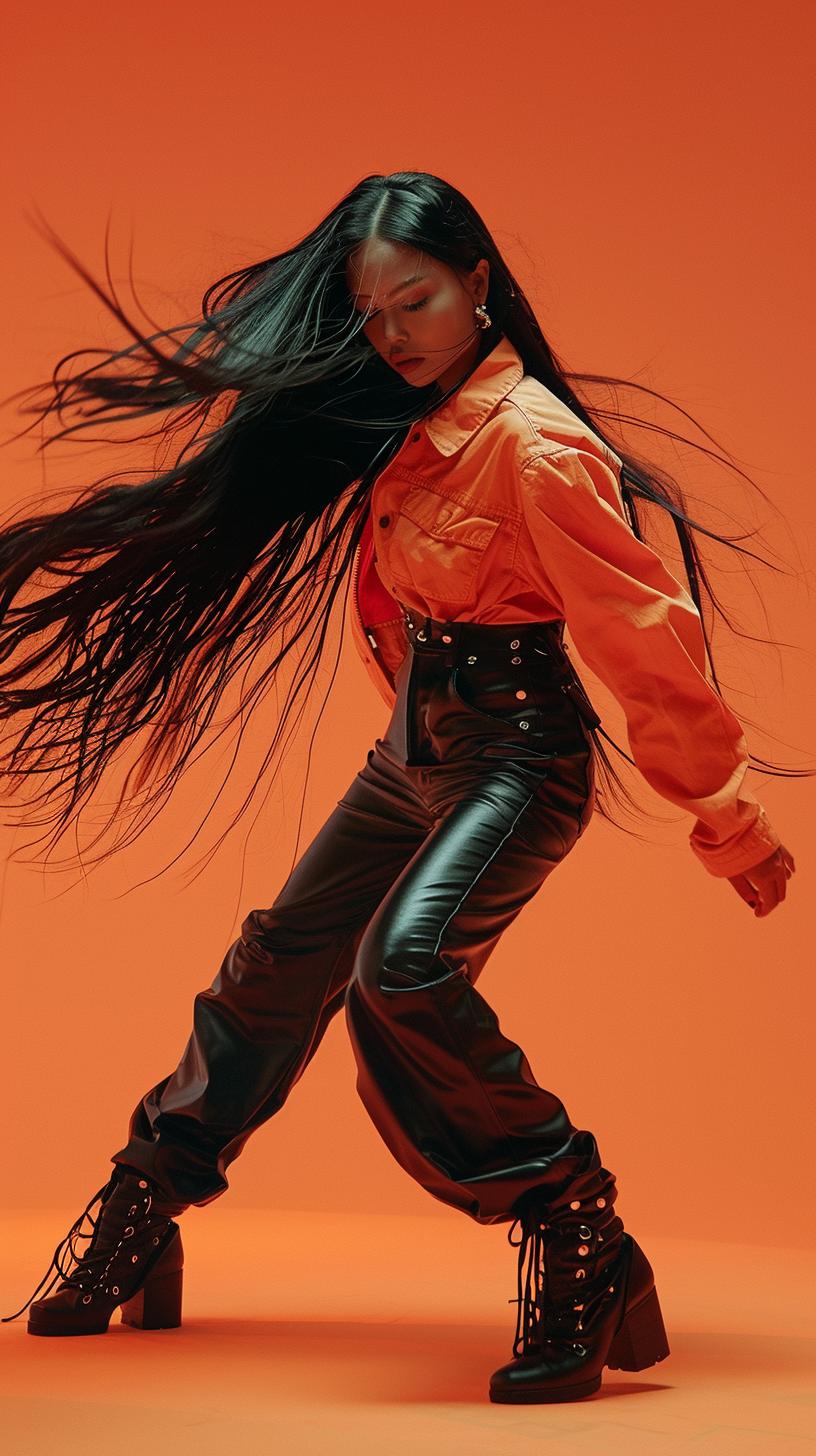 fashion  minimalistic  high-action  photography  Kim  Kardashian  portrait  studio  pose  orange 953988