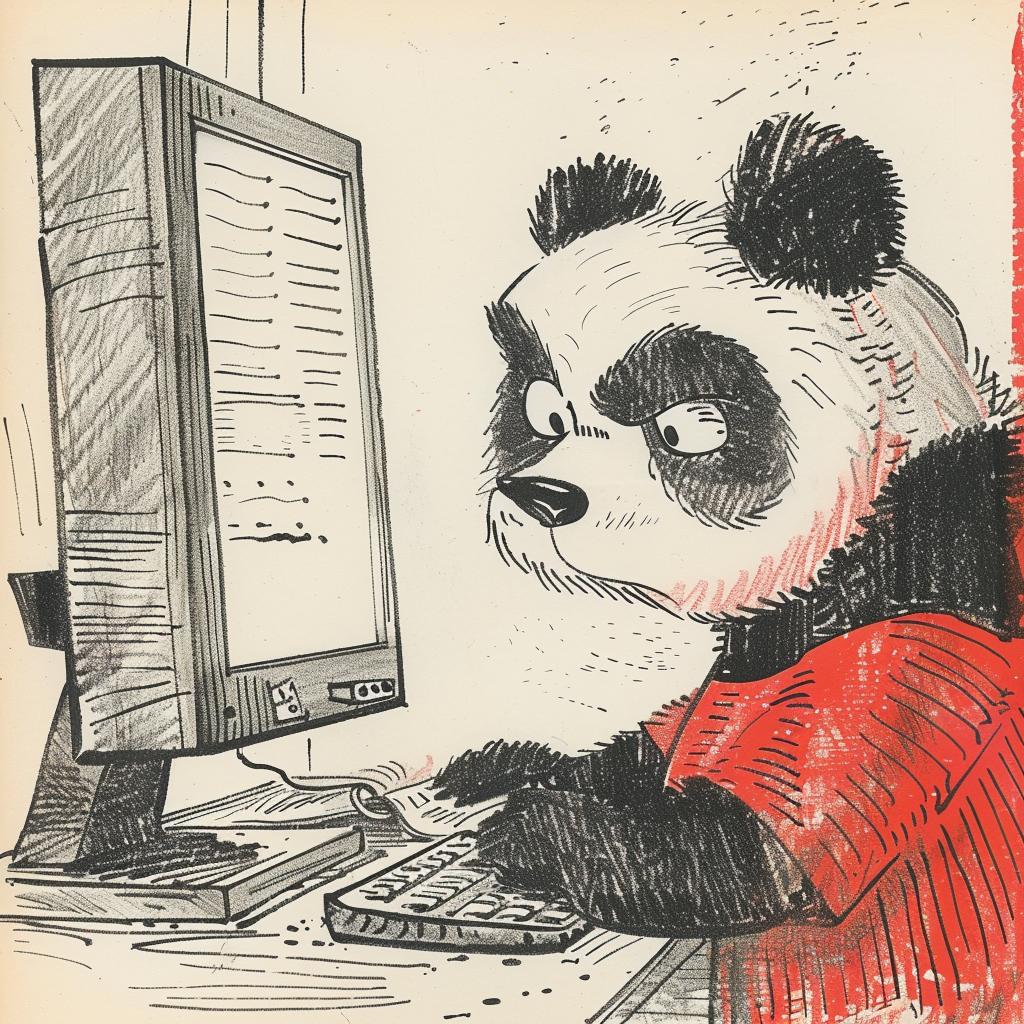 panda  computer  angry  drawing  Moebius  Chris  Bachalo  humor  animal  illustration 923175