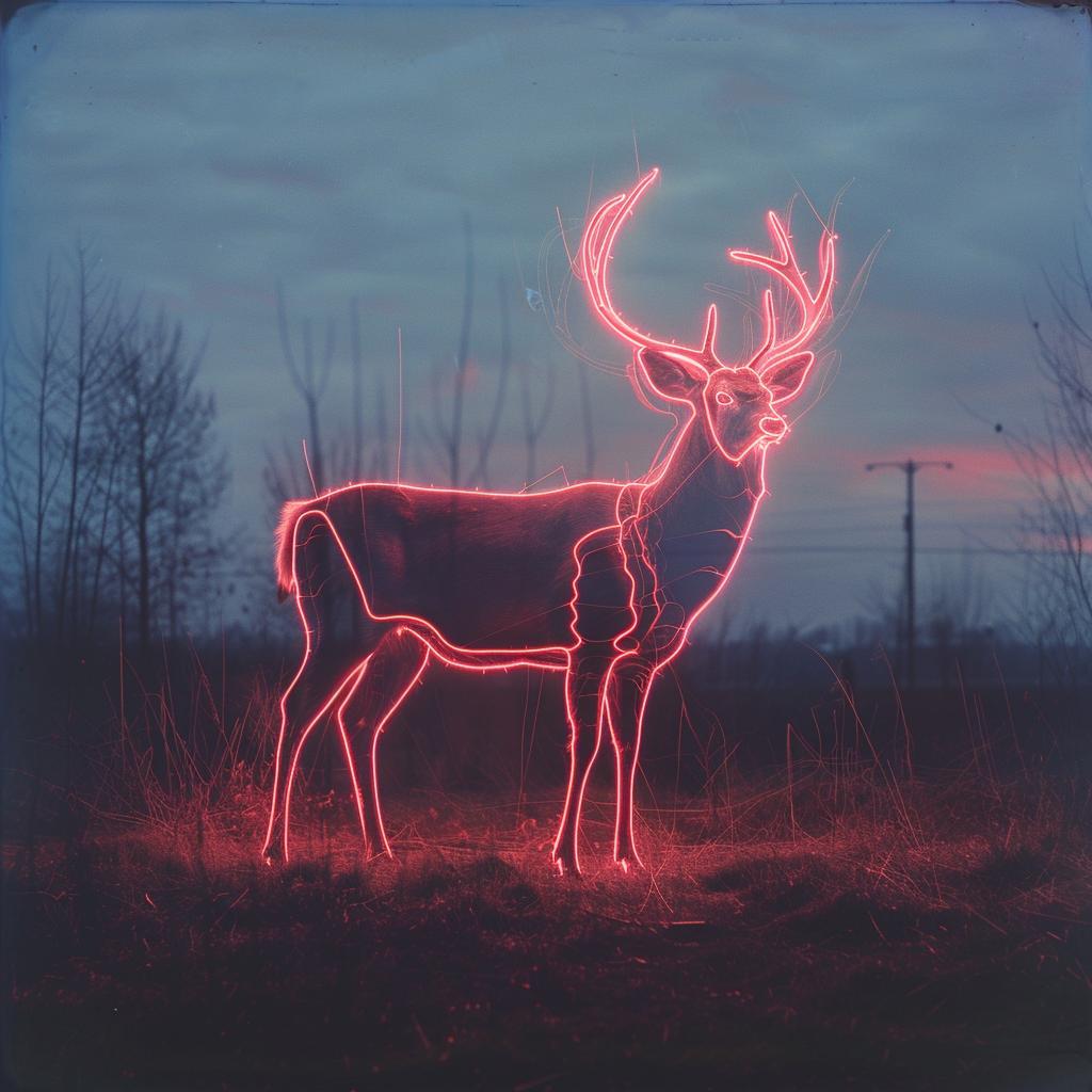 surreal  neon  deer  silhouette  lights  album  cover  creative  art  vibrant 962560