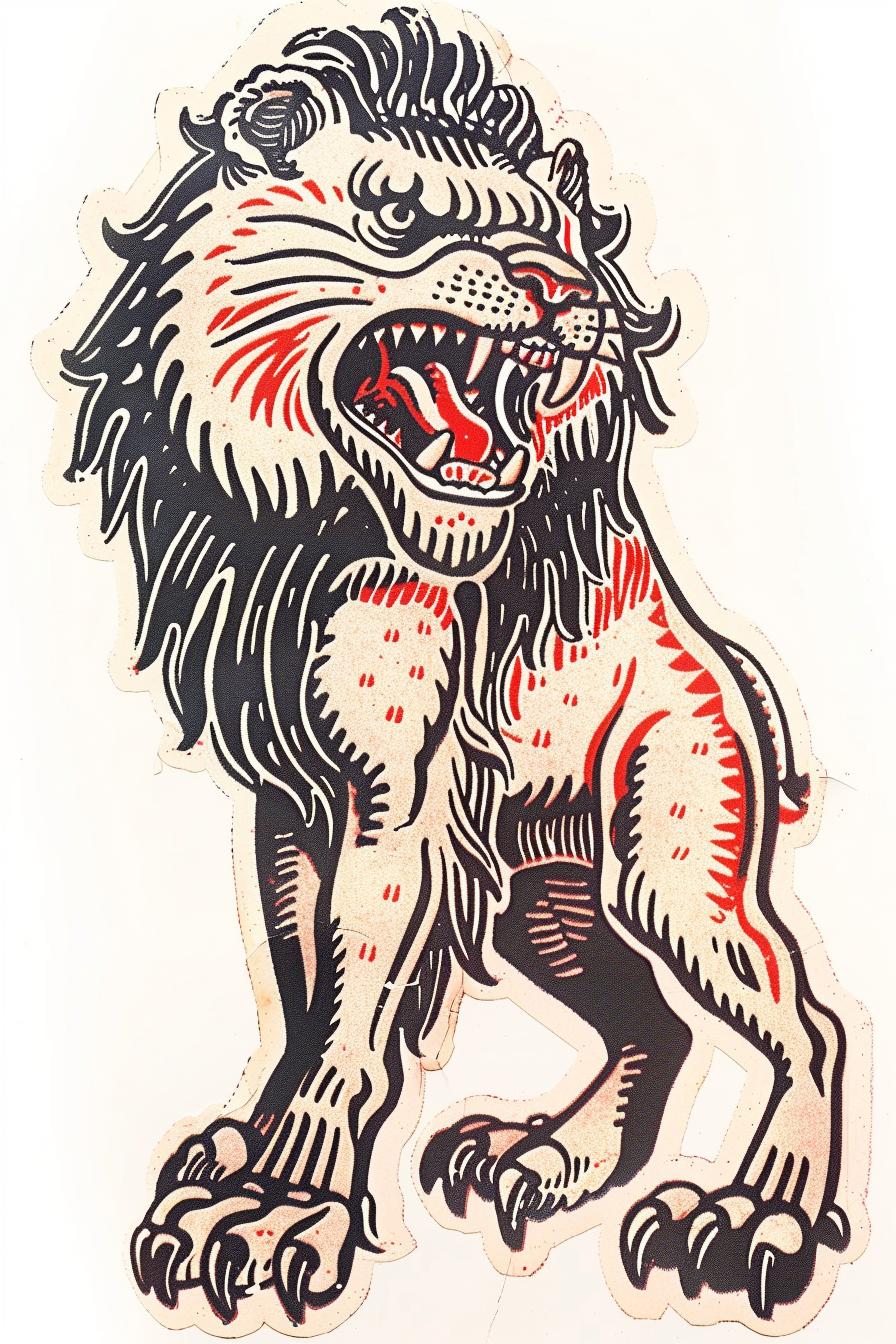 lion  mythical  creature  upright  snarling  Todd  McFarlane  sticker  red  black 934312