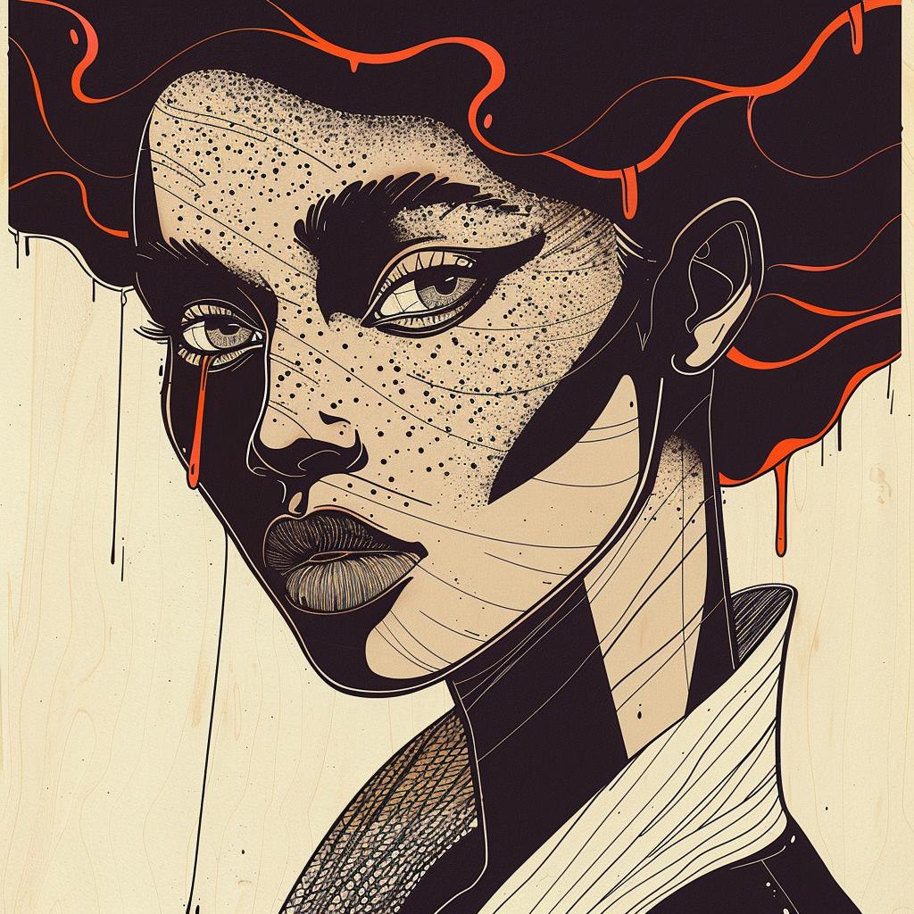 رسم امرأة أمريكية من أصل أفريقي، مكياج أفريقي، صورة شخصية، نمش، شعر أحمر، فن رقم 938846