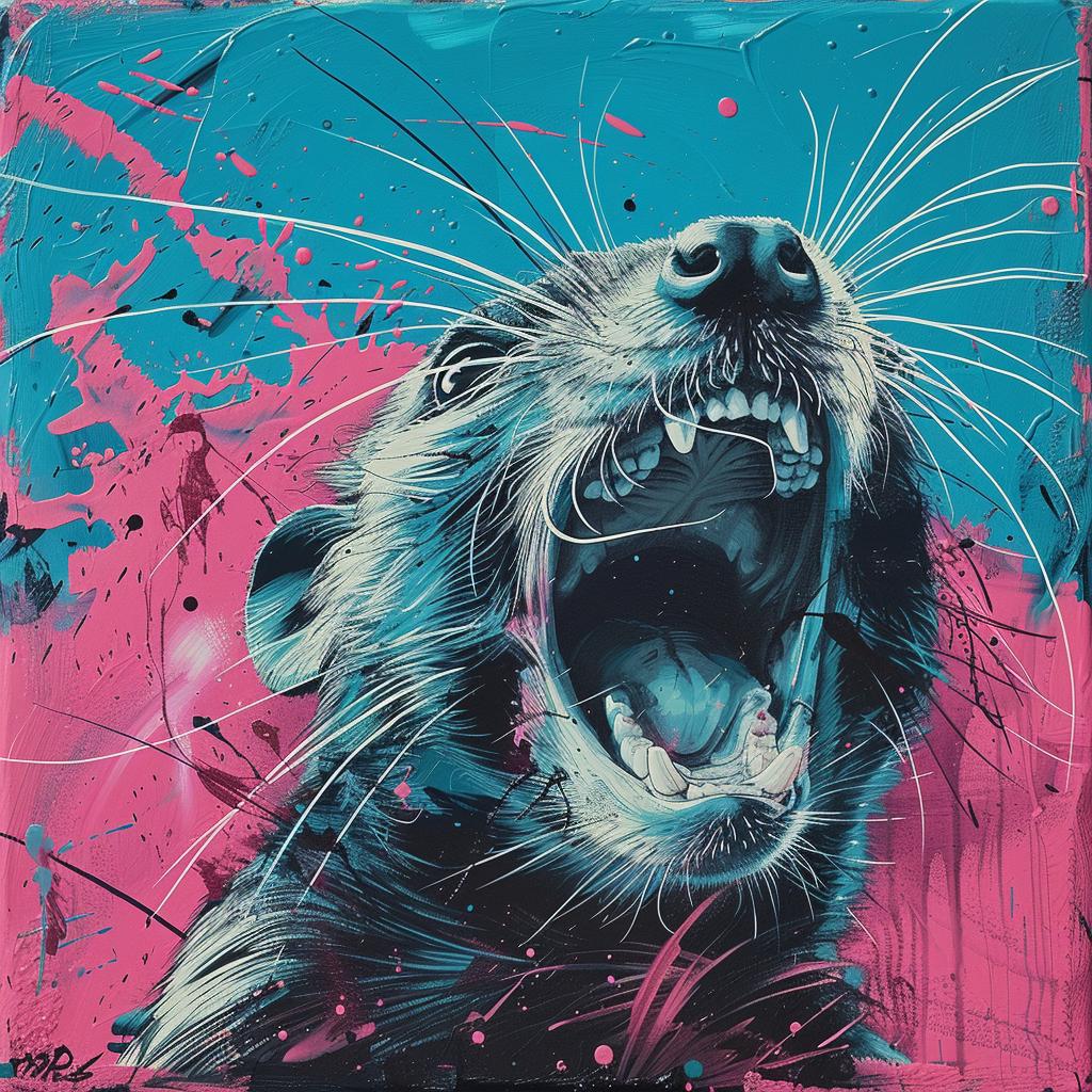 albumcover  surreal  hyperrealistic  screenprinting  streetart  ROA  rat  encaustic  blue  pink 960088