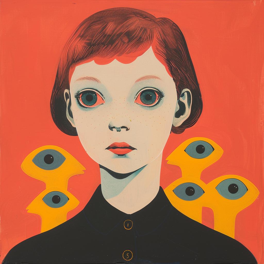 surreal  girl  big  eyes  abstract  creative  painting  colorful  dark  arts 1019455