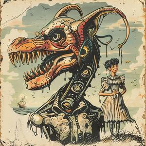 steampunk  dragon  poster  chromolithography  fantasy  vintage  illustration  art  design  unique 1048163