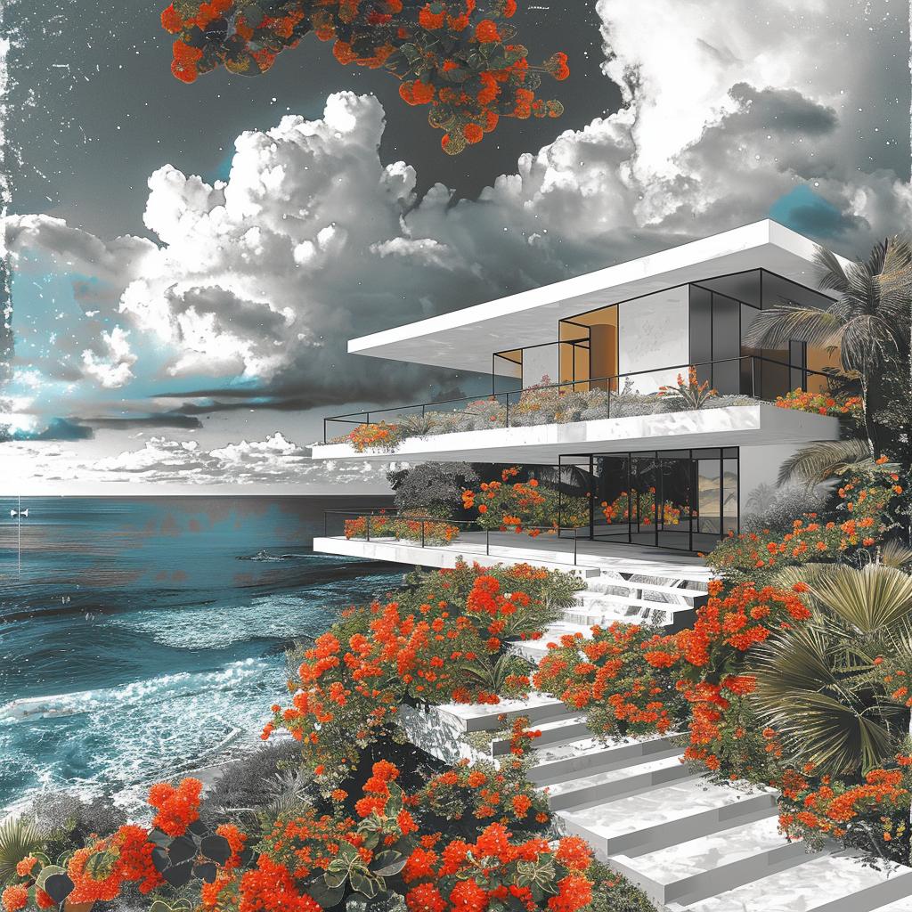 لوحة زهور الشاطئ، تصميم الألوان، هندسة المناظر الطبيعية، الحداثة، الأسلوب النابض بالحياة 1036244