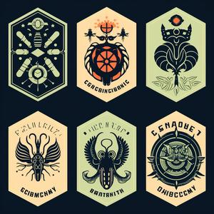 badges  symbols  bright  emblems  dark  occult  floral  vector  design  minimal 1078856