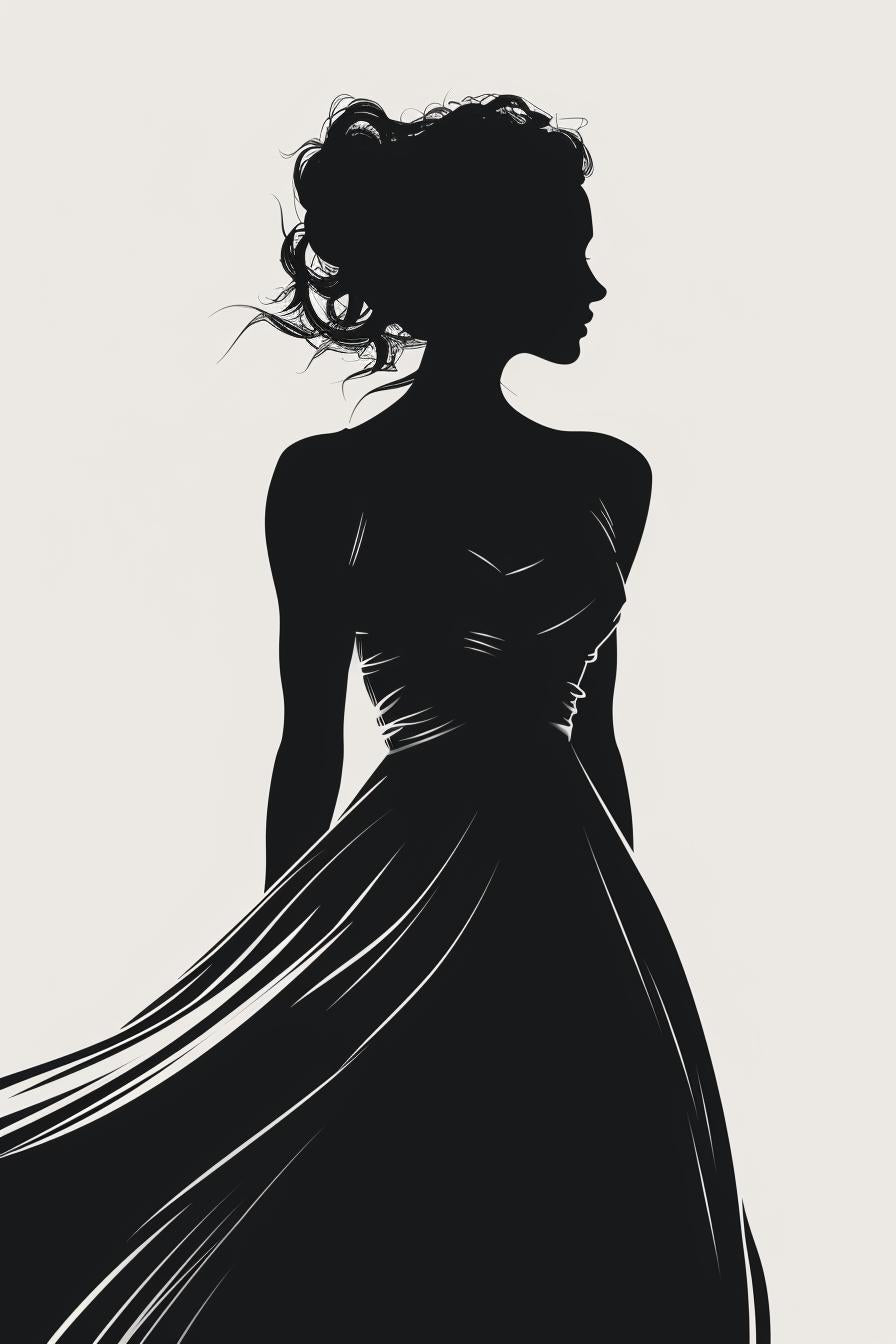 silhouette  woman  dress  vector  minimal  white  background  elegant  design  graphic 954701