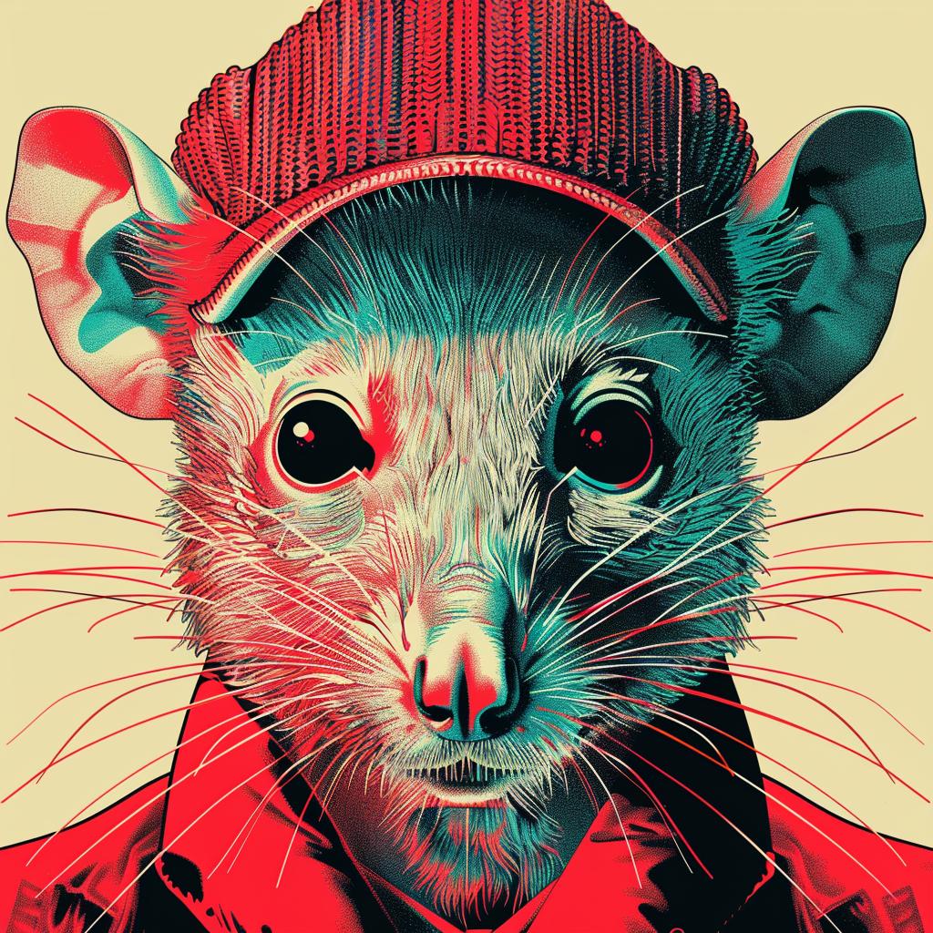 aggressive  streetwise  rat  red  jacket  hat  minimal  urban  animal  character 959241