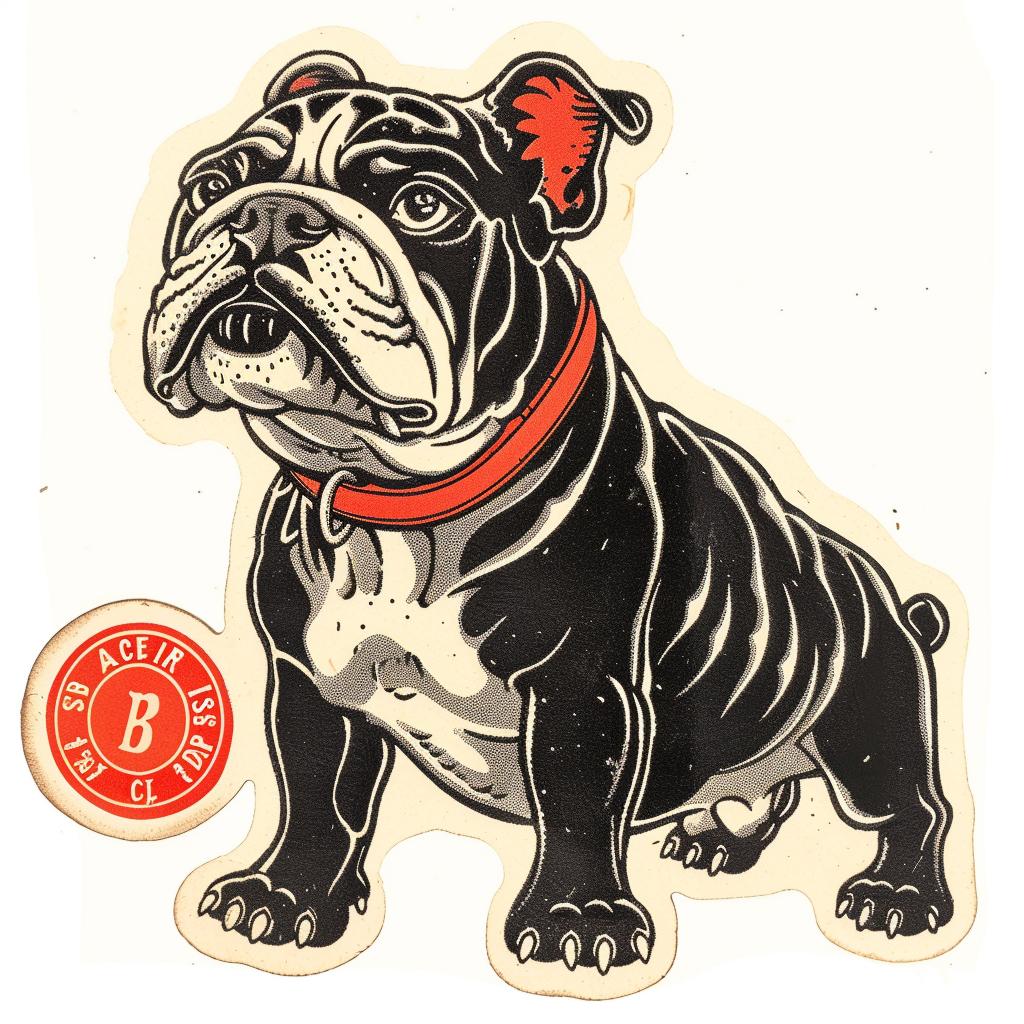 bulldog  sticker  dog  head  flat  white  design  art  collar  cute 943009