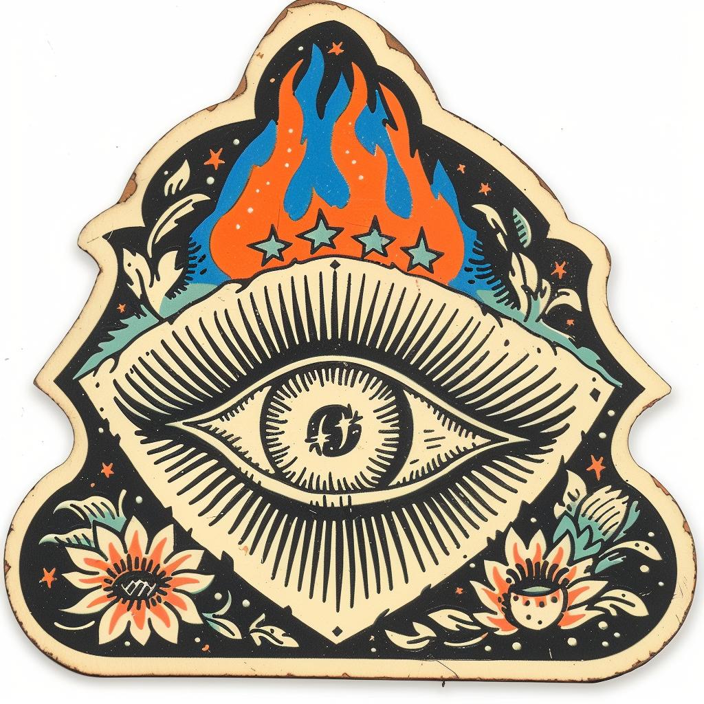 badge  illuminati  symmetrical  flames  flowers  spiritual  dark  naturalistic  eye  sticker 932759