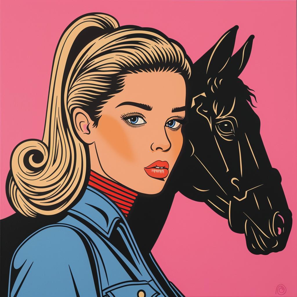 woman  horse  pink-background  portrait  whimsical  colorful  stylized  fantasy  animal  flowers 1022182