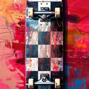 skateboard  synthwave  1980s  colorful  art  paint  design  influence  checkerboard  style 1071678