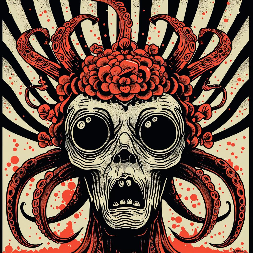 poster  skull  flowers  introspective  naturalistic  dark  occult  minimal  design  elements 945616