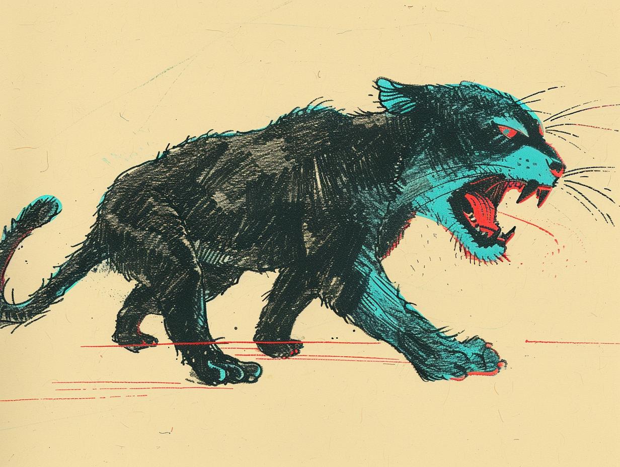 panther  tattoo  SailorJerry  1950s  comic  vintage  illustration  black  open  mouth 919518