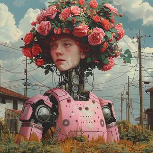 robot  flowers  head  design  chromolithography  artwork  illustration  whimsical  creative  playful 1059924