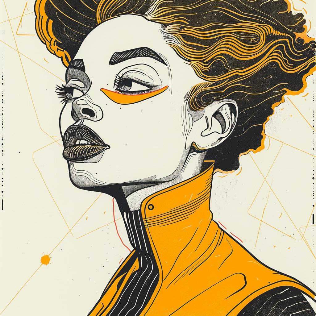 صورة شخصية لامرأة أمريكية من أصل أفريقي من فن البوب، رسم باتريك ناجل، رسم توضيحي بسيط ونابض بالحياة للأزياء الأفريقية 938111