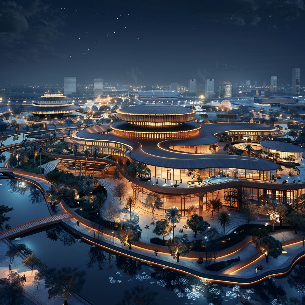 architecture  Dubai  design  Japan  Zen  night  building  UHD  high-angle  influence 960154
