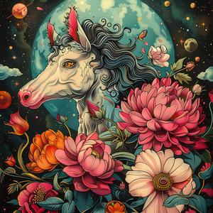unicorn  flowers  illustration  fantasy  colorful  art  nature  whimsical  detailed  magical 1058264