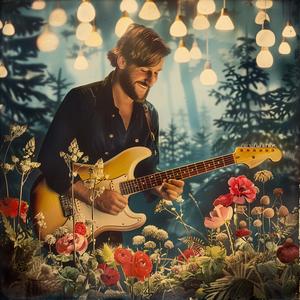 man  guitar  field  flowers  playing  chromolithography  nature  music  outdoor  scene 1049766
