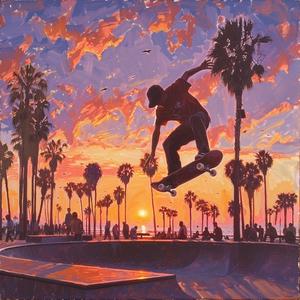 skateboarder  Venice  sunset  kickflip  painting  urban  action  extreme  sport  dynamic 1079849