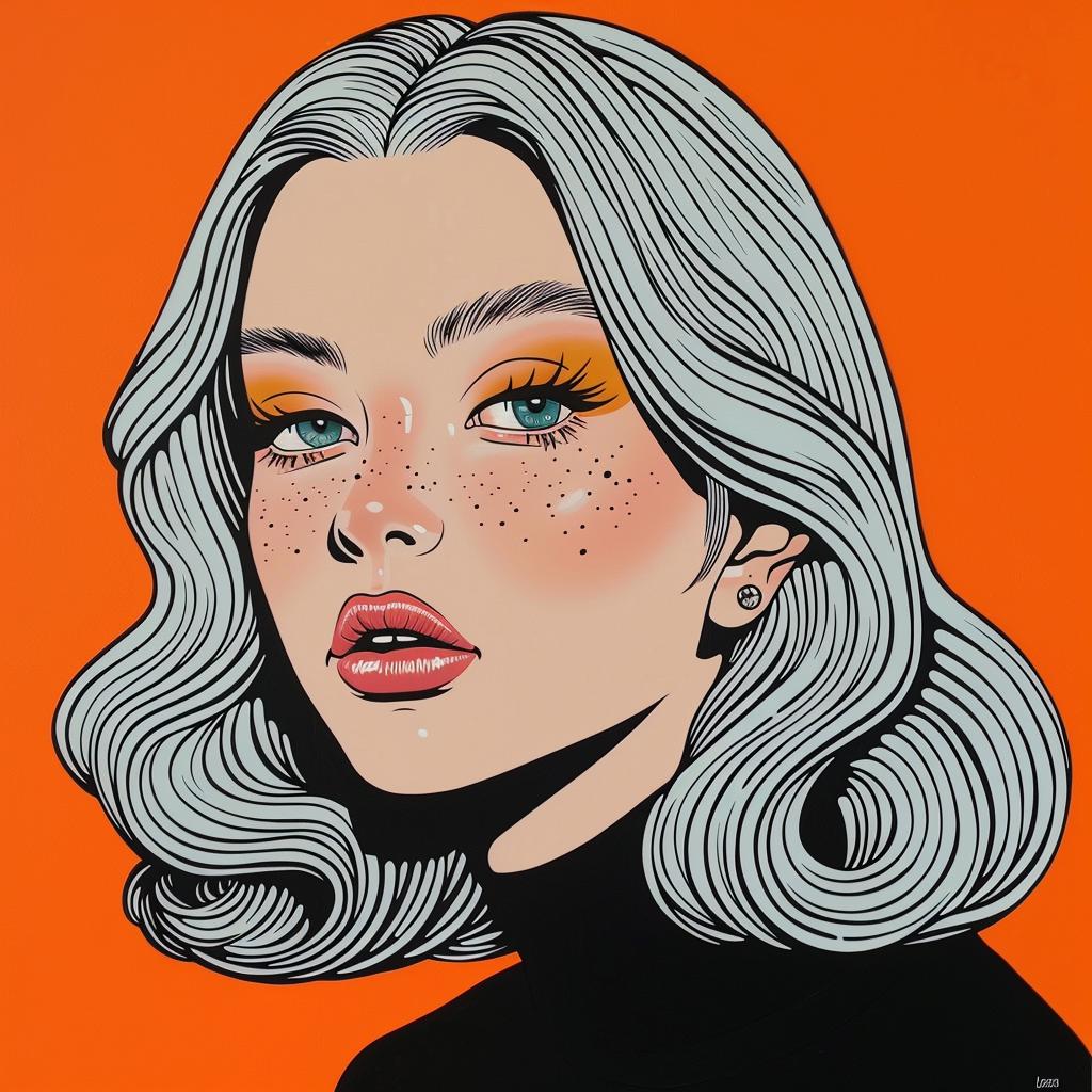 woman  whitehair  orange  background  painting  colorful  modern  stylized  portrait  expression 972588