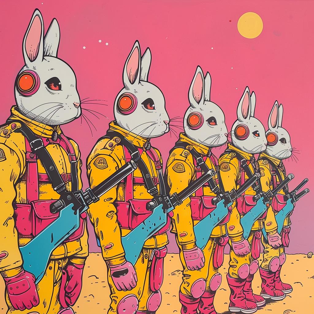 rabbits  space  guns  battle  painting  Moebius  Chris  Bachalo  fantasy  art 923373