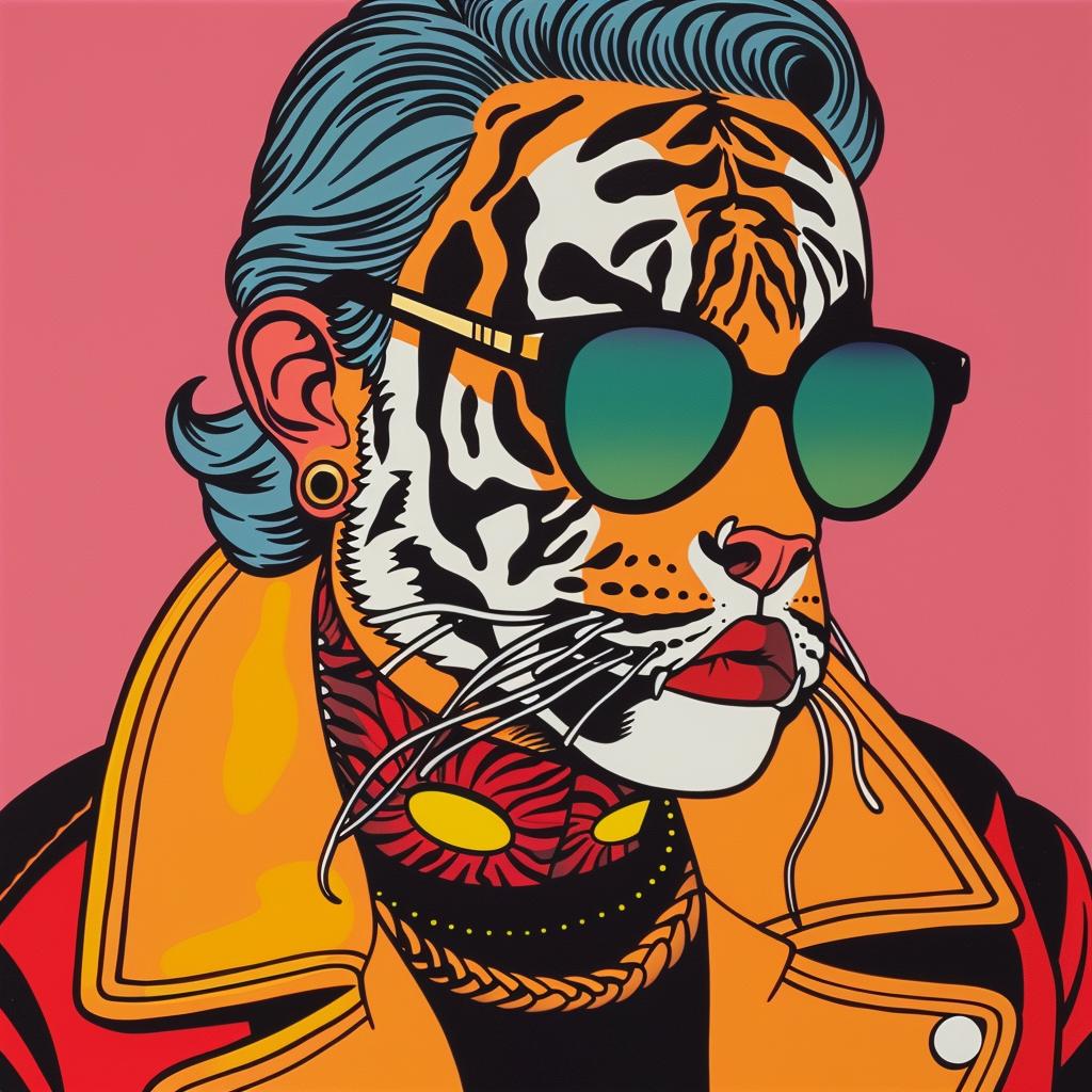 tiger  gang  member  sunglasses  beard  fierce  streetart  colorful  graphic  stylized 1023657