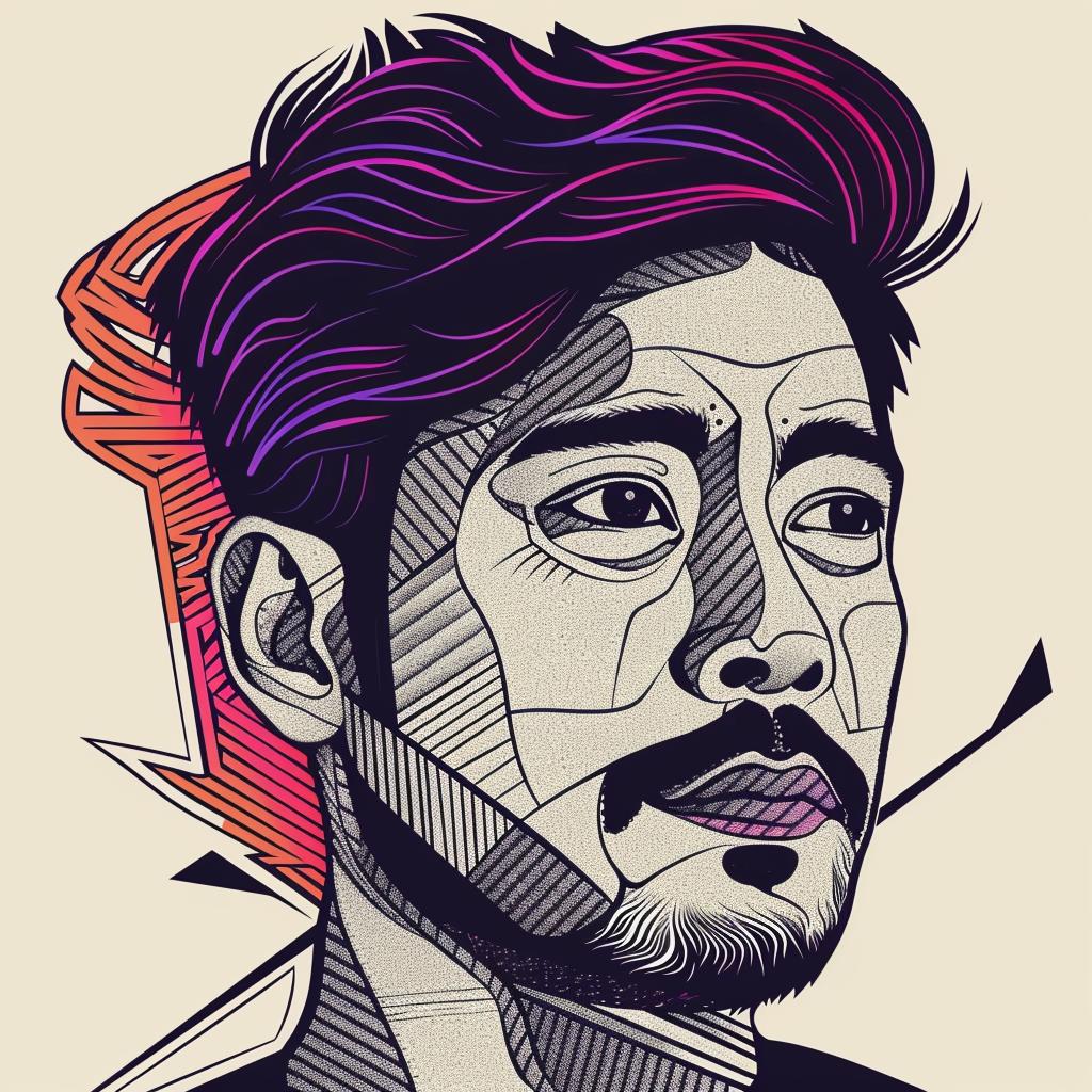 Pop  Art  Asian  man  digital  portrait  beard  sunglasses  vector  illustration 937265
