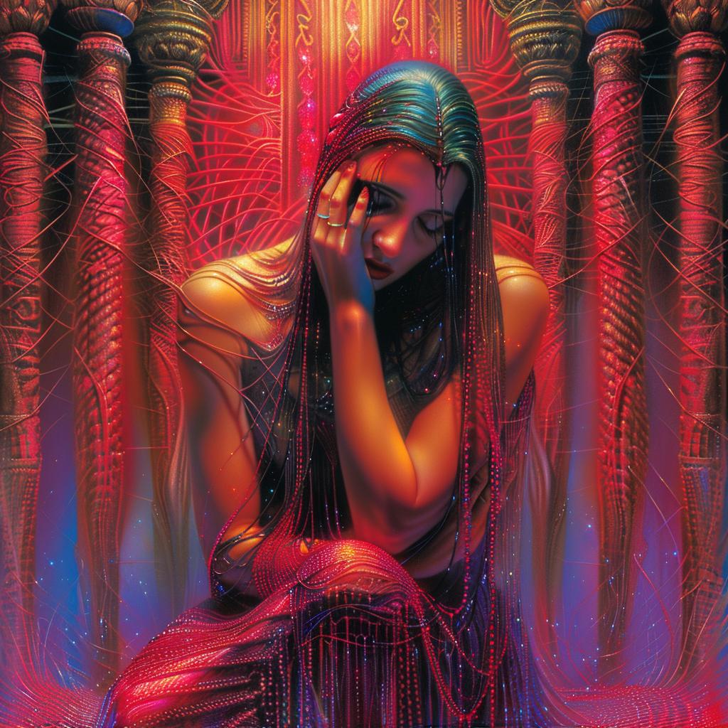 provocative  art  dark  occult  terror  woman  throne  lights  red  blue 928444