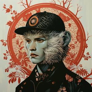 surreal  painting  monkey  hat  whimsical  hyper-realistic  Risograph  symbolism  creative  art 1077432