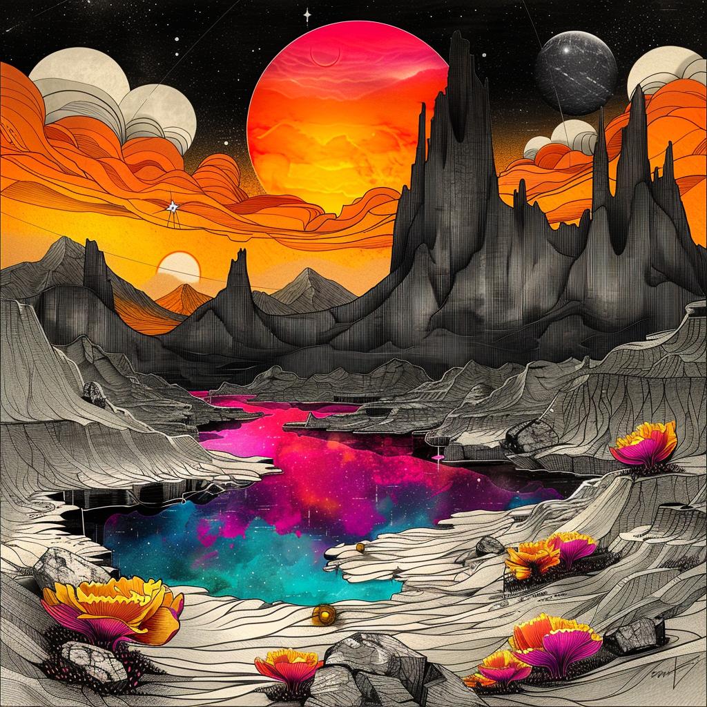 Tycho  album  flowerpunk  Ralph  McQuarrie  teal  orange  sunrise  galaxy  pulsar 941877