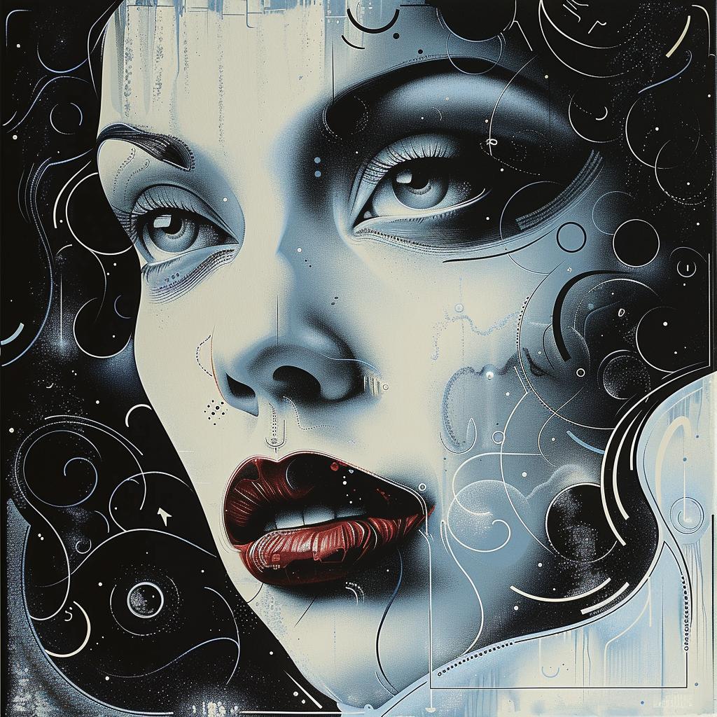 woman  portrait  black  hair  red  lips  airbrush  vibrant  expressive  beauty 966303