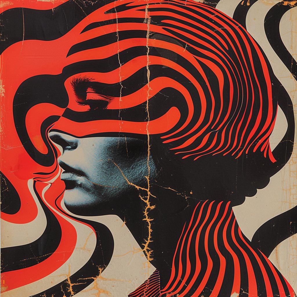 poster  surreal  album  cover  hyper-realistic  Alexander Girard  woman  design  red  black 960428