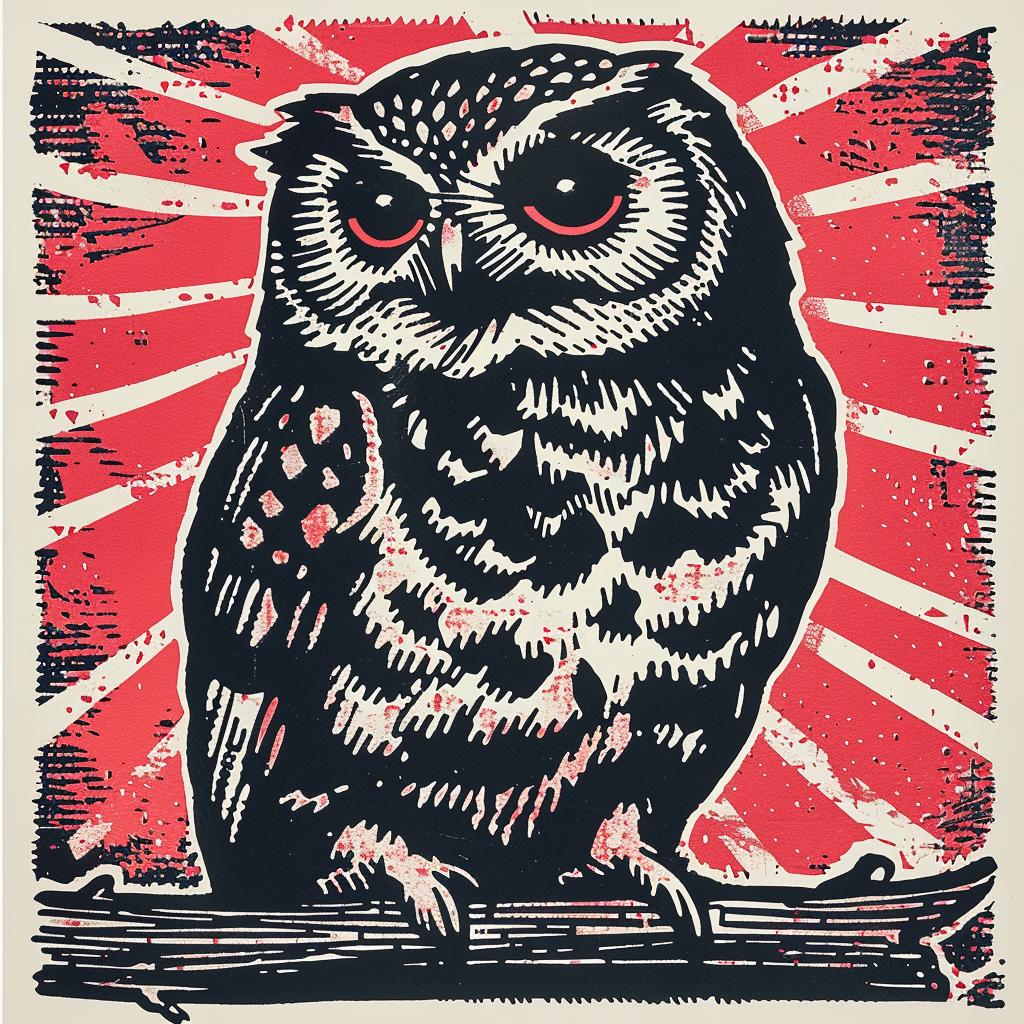owl  moonlight  red  black  cream  minimal  symmetry  album  halftone  abstract 941433