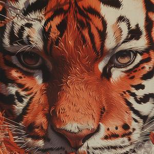 surreal  hybrid  tiger  risograph  symbolist  face  human  furry  art  eyes 1077419