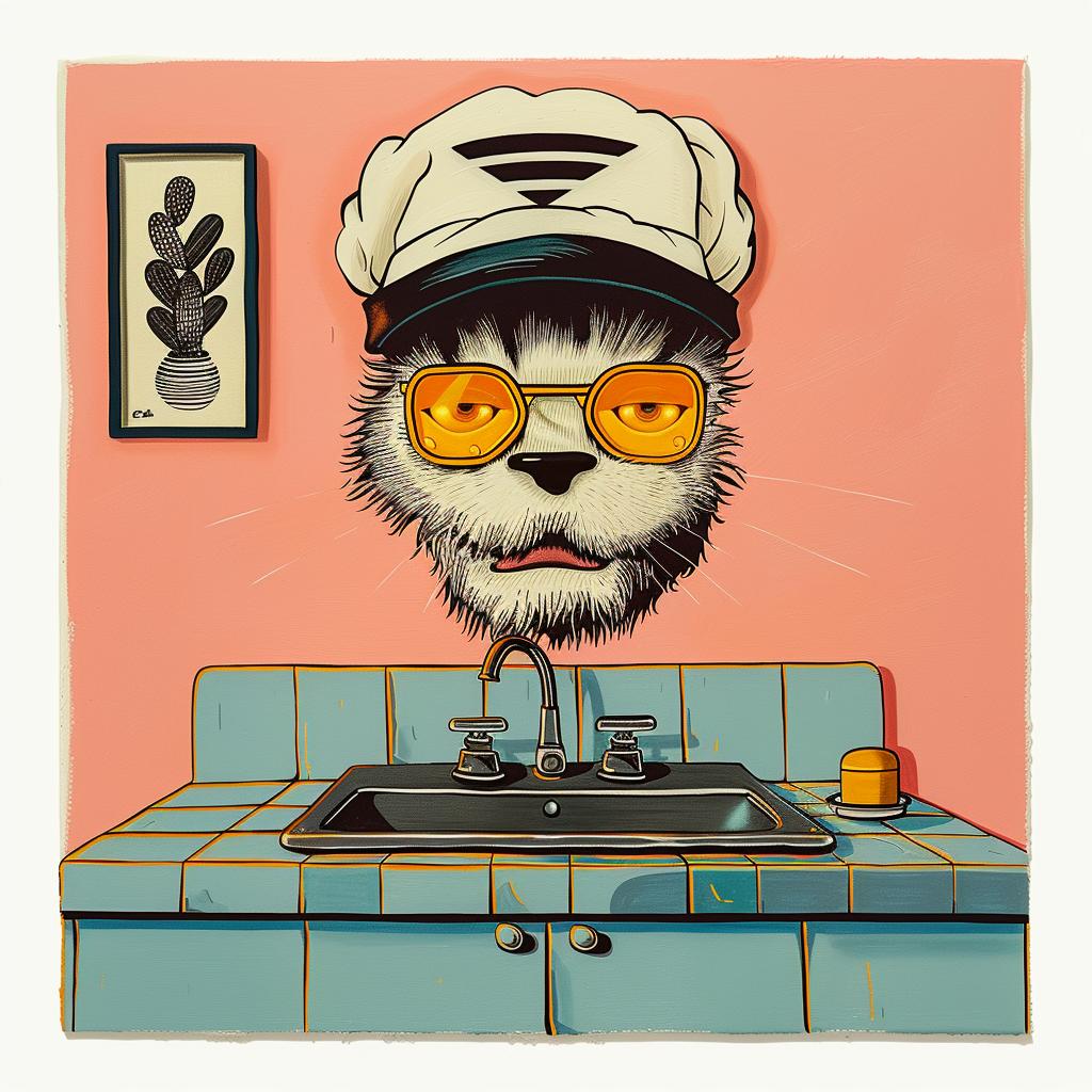 painting  cat  hat  sunglasses  kitchen  humor  whimsical  surreal  animal  playful 963257