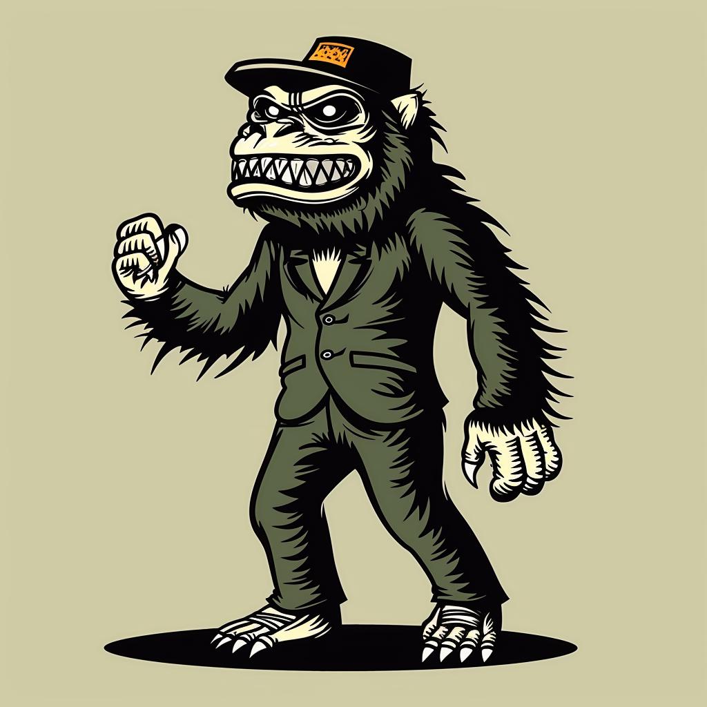 monkey  suit  hat  funny  animal  cartoon  stylish  playful  humorous  character 939832