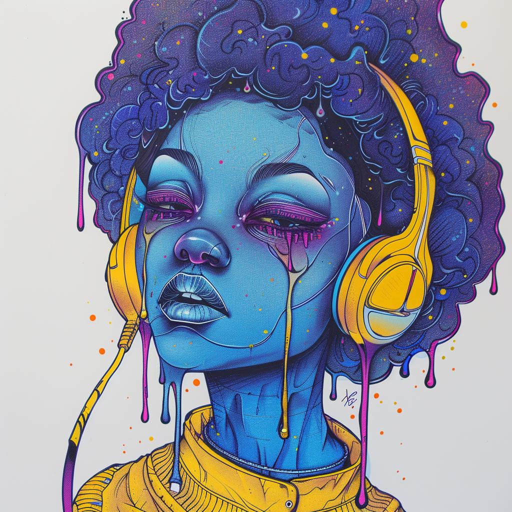 PopArt  Africa  DJ  headphones  afro  makeup  TroyBrooks  painting  woman  colorful 939153