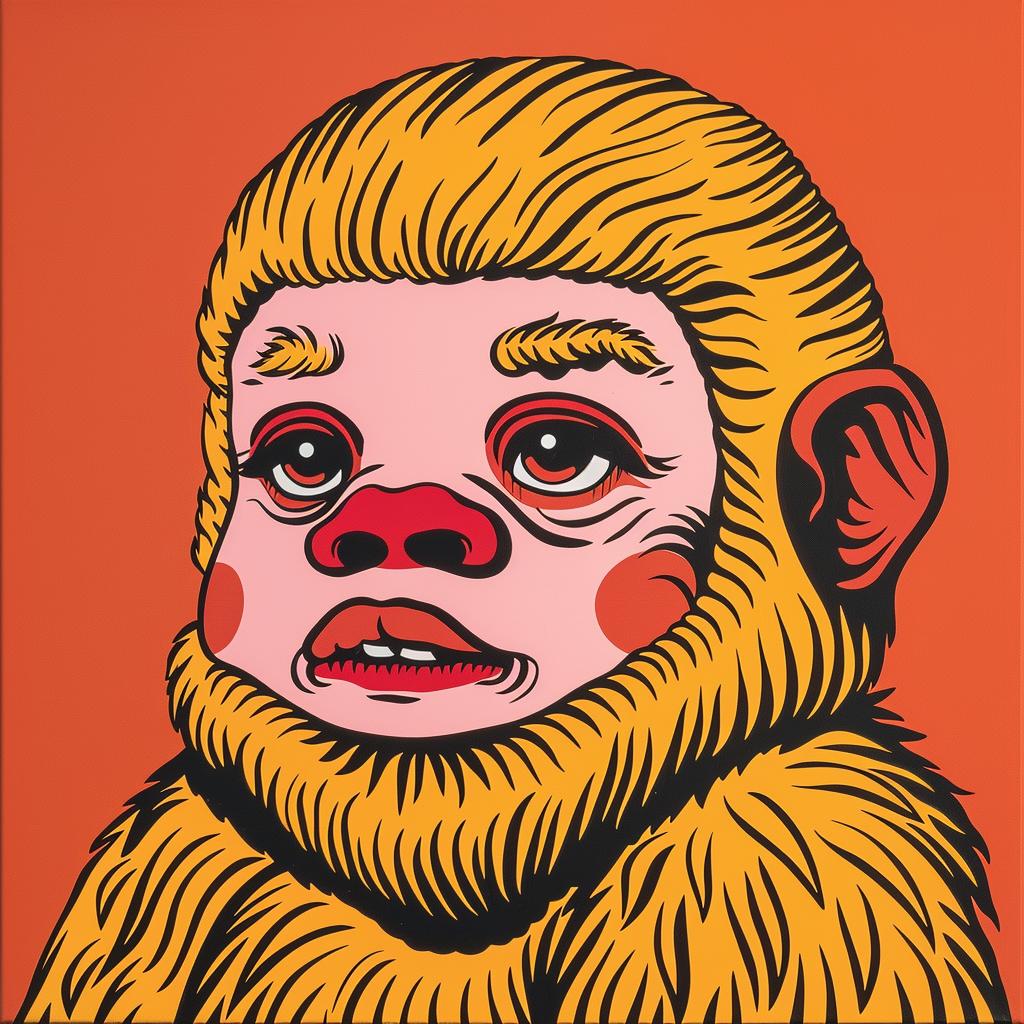 baby  sasquatch  monkey  painting  whimsical  adorable  portrait  red  nose  cute 973453