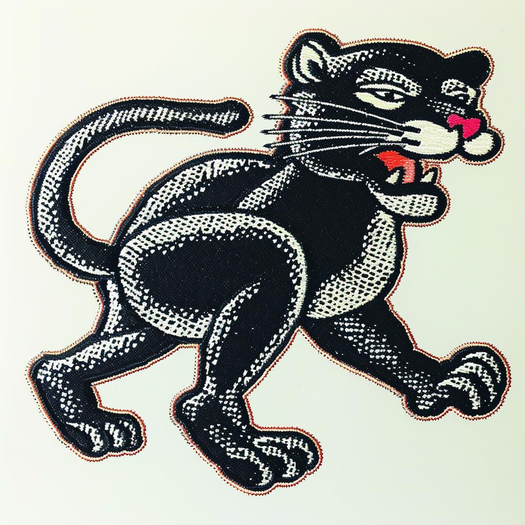 panther  embroidered  patch  mid-leap  muscular  black  agility  predatory  nature  anatomical 961054